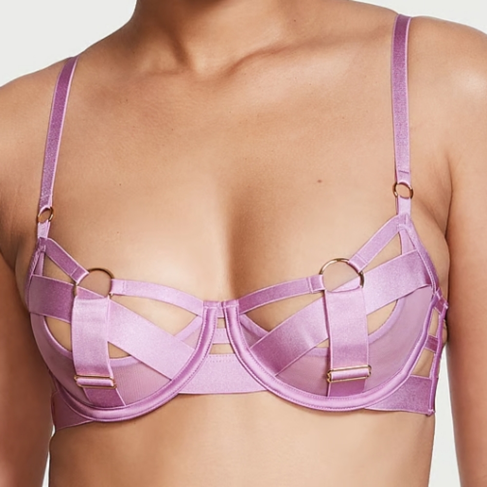 New VERY SEXY Unlined Strappy Demi Bra Bondage